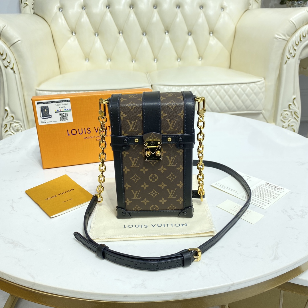 Louis Vuitton VERTICAL TRUNK POCHETTE Mini Bag Monogram M63913 Black 